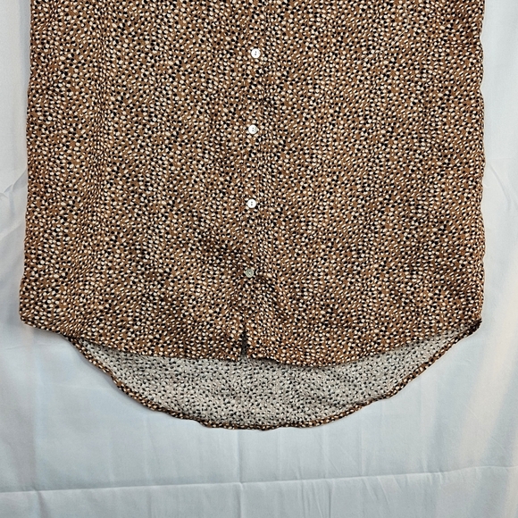 Tahari White Black Brown Print 100% Linen Buttondown Sleeveless Dress Sz M - Picture 3 of 10